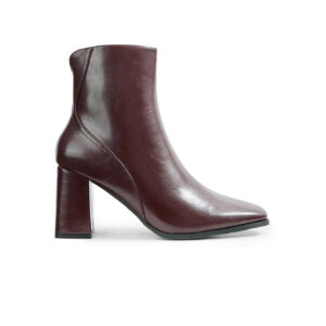 Coffee Brown Square-Toe Block Heel Ankle Boots — Women's Workwear