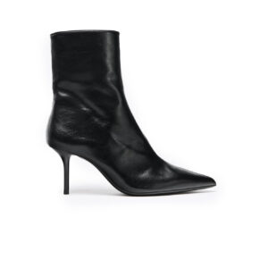 Black Pointed-Toe Stiletto Mid-Calf Boots — Women's Evening Style