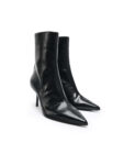 Black Pointed-Toe Stiletto Mid-Calf Boots — Women's Evening Style