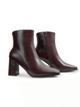 Coffee Brown Square-Toe Block Heel Ankle Boots — Women's Workwear