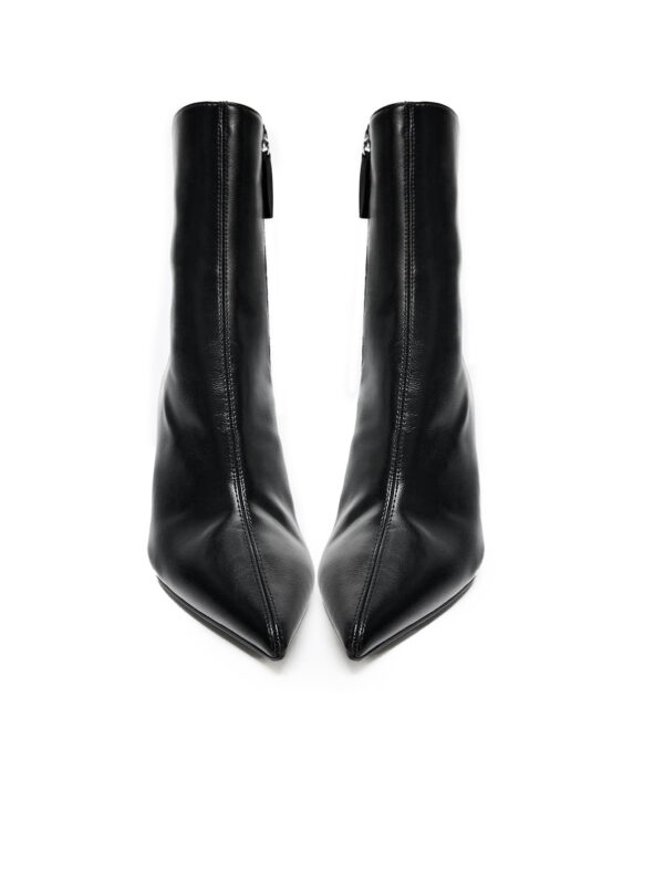 Black Pointed-Toe Stiletto Mid-Calf Boots — Women's Evening Style