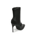 Black Buckle-Detail Stiletto Mid-Calf Boots — Women's Workday Style